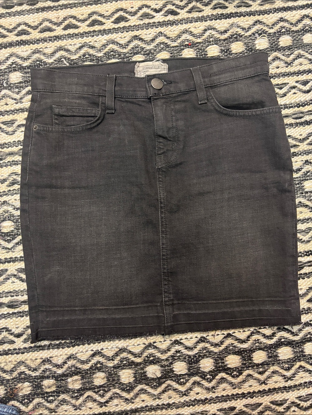 Current/Elliott Black Denim Mini Skirt